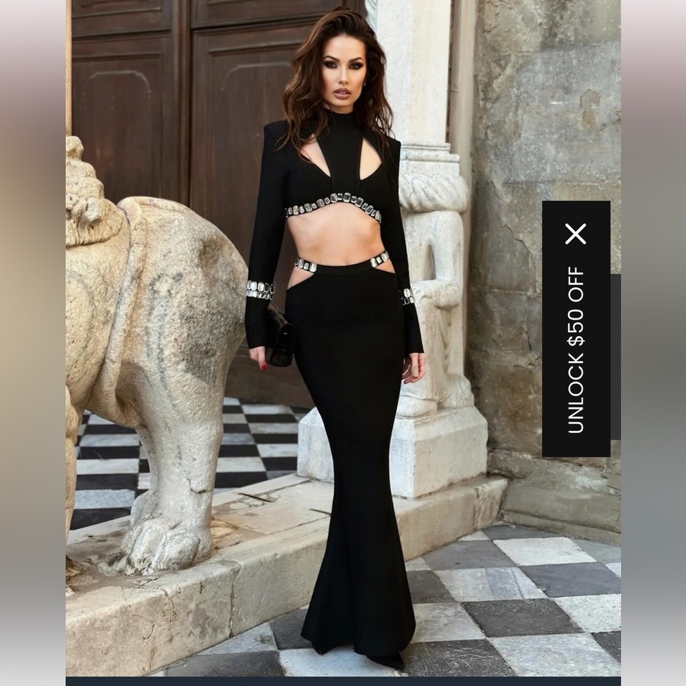Bandage 2 piece skirt set